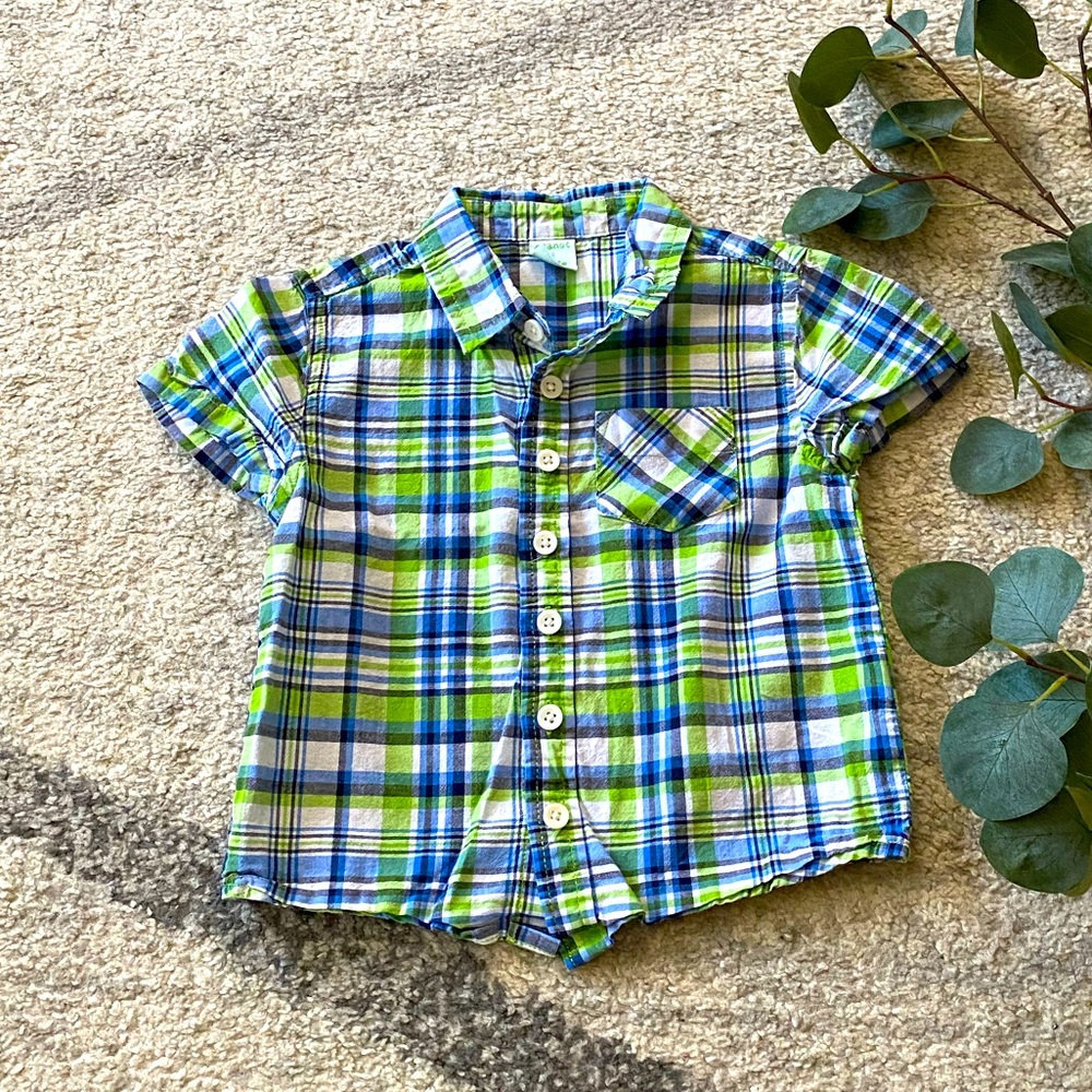Green and Blue Plaid Dress Shirt
